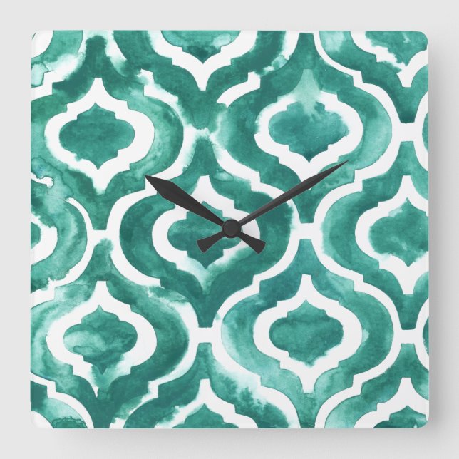 Horloge Carrée Aquamarine Motif IV (Recto)