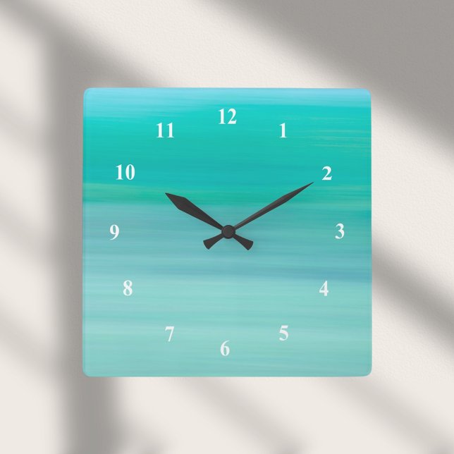 Horloge Carrée Aquamarine vert turquoise (Créateur téléchargé)