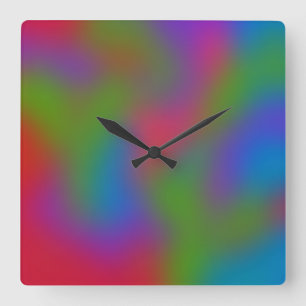 Horloge Carrée Aquarelle arc-en-ciel Vibes Ombré Art Abstrait