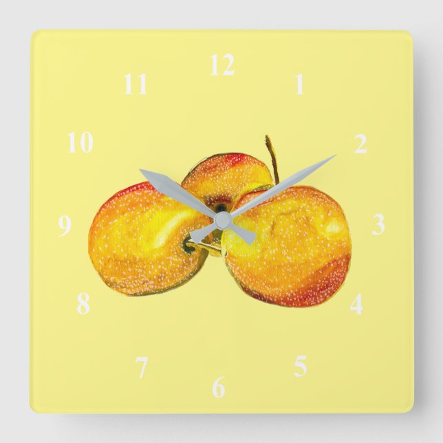 Horloge Carrée Aquarelle de fruit jaune perruque (Recto)
