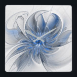 Horloge Carrée Aquarelle gris bleu Abstrait Fractal Art Flower<br><div class="desc">Une fleur d'imaginaire unique aux tons bleu et gris,  abstraite et élégante. Conception pour votre horloge murale acrylique carré et plus encore.</div>