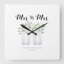 Aquarelle Mme et Mme Clock Mariage Anniversaire