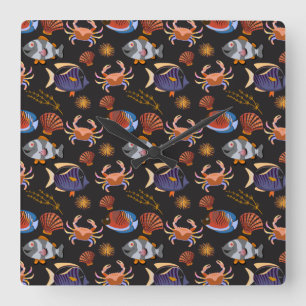 Horloge Carrée Aquatic animals ocean underwater life