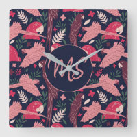 Ara Parrot Rouge Tropical Leave Motif Monogramme