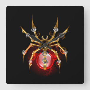 Horloge Carrée Araignée en vapeur noire