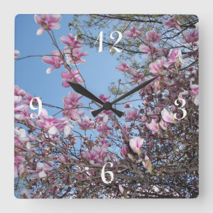Horloge Carrée Arbre cerise en fleurs