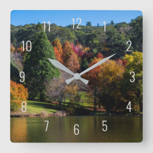 Horloge Carrée Arbre d'automne Couleurs Lac Réflexions Paysage