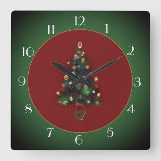 Horloge Carrée Arbre de Noël décoratif rouge/vert > horloge de No