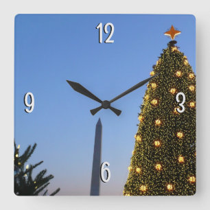Horloge Carrée Arbre de Noël national de Washington DC au crépusc