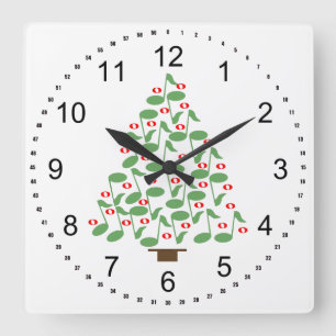 Horloge Carrée Arbre de Noël vert musical