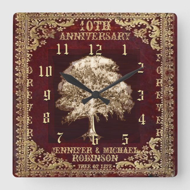Horloge Carrée Arbre de vie Vintage (Recto)