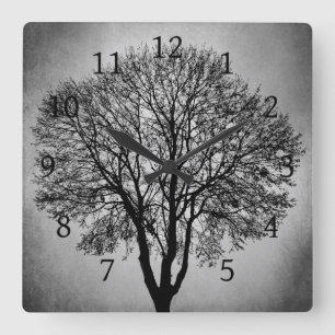 Horloge Carrée Arbre Silhouette Design 2006