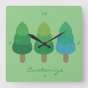 Horloge Carrée Arbres verts boisés Thunder_Cove 