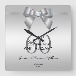 Horloge Carrée Arc de gemme et anniversaire de mariage snob de