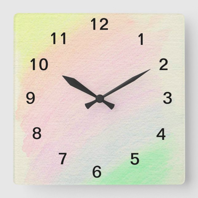 Horloge Carrée Arc-en-ciel - (Recto)