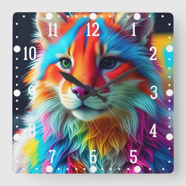 Horloge Carrée Arc-en-ciel Cat-68587 (Recto)