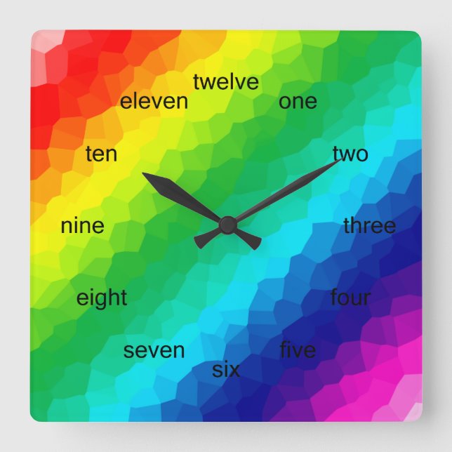 Horloge Carrée Arc-en-ciel cristal (Recto)