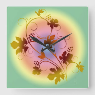Horloge Carrée Arc-en-ciel dans la vigne du raisin