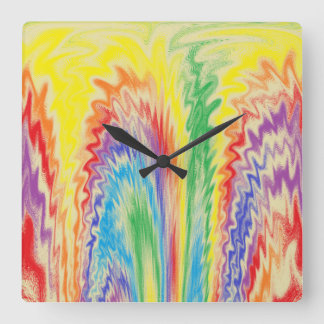 Horloge Carrée Arc-en-ciel explosif
