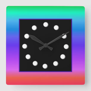Horloge Carrée Arc-en-ciel pastel lumineux