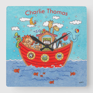 Horloge Carrée Arche de Noé personnalisée 