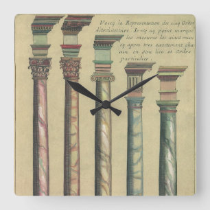 Horloge Carrée Architecture vintage, les 5 Ordres Architecturaux