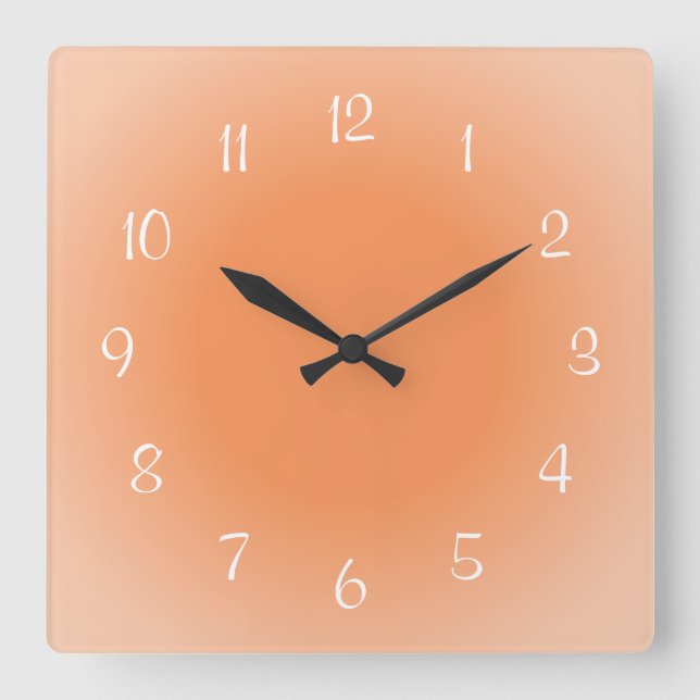 Horloge Carrée Arêtes de Misty Orange Couleur de design Frosted (Recto)
