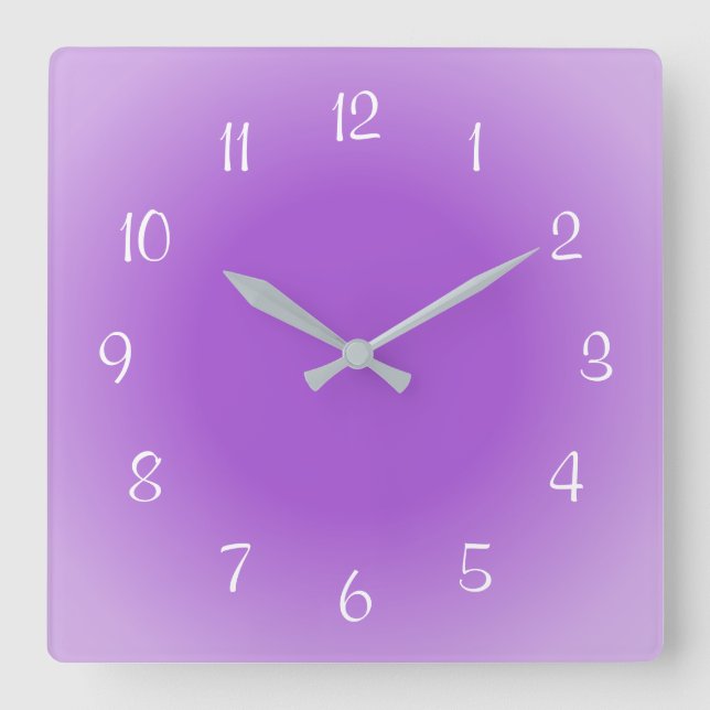 Horloge Carrée Arêtes Misty Purple Frosted Design Couleurs douces (Recto)