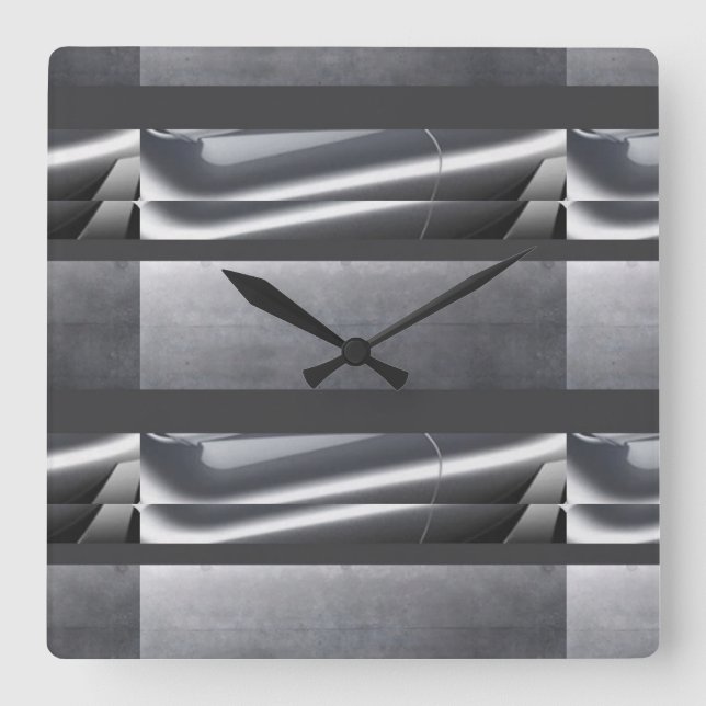 Horloge Carrée Argent, gris Abstrait (Recto)