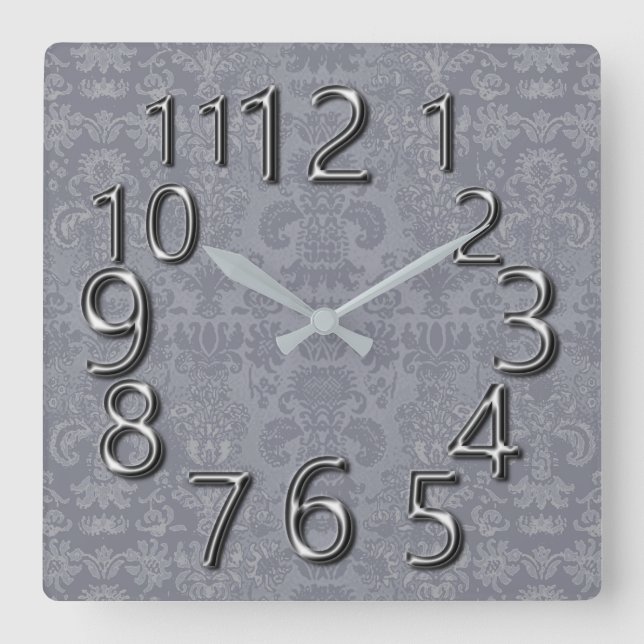 Horloge Carrée Argent gris Art Du Temps Damas (Recto)