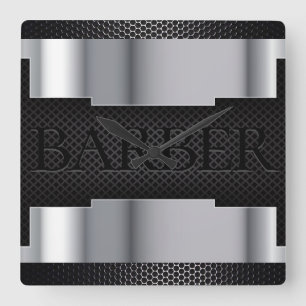 Horloge Carrée Argent noir de coiffeur