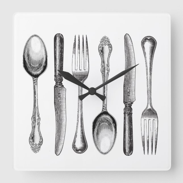 Horloge Carrée argenterie vintage moderne (Recto)