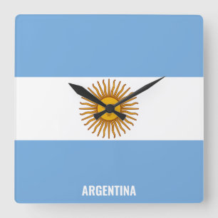 Horloge Carrée Argentine Nationale Drapeau Patriotique