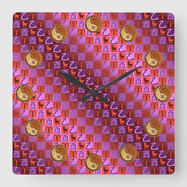 Horloge Carrée Aries & Wood Rooster (Recto)