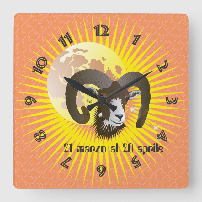 Horloge Carrée Ariete 21 marzo al 20 aprile orologio (Recto)