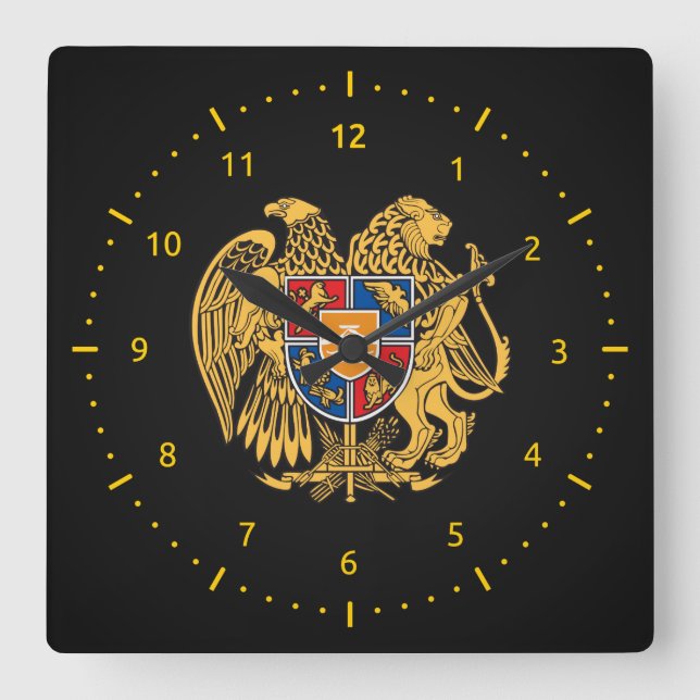 Horloge Carrée Armenian coat of arms Wall Clock (Recto)