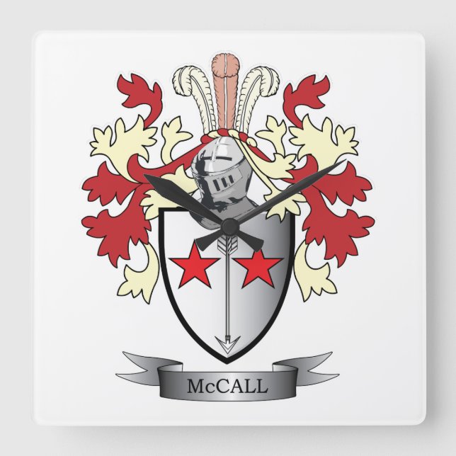 Horloge Carrée Armoiries de McCall Family Crest (Recto)
