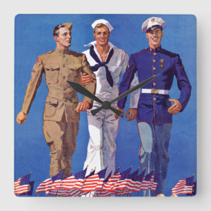 Horloge Carrée Army, Navy & Marines