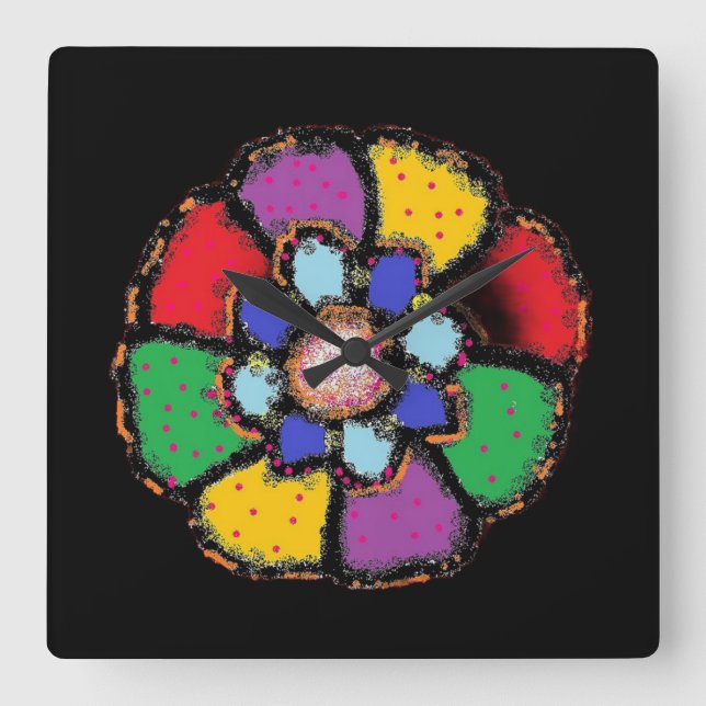 HORLOGE CARRÉE ARRIÈRE - PLAN ABSTRAIT DE CONCEPTION DE FLEURS PÉ (Recto)