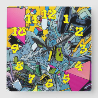 Horloge Carrée Arrière - plan de graffitis avec numéros de graffi