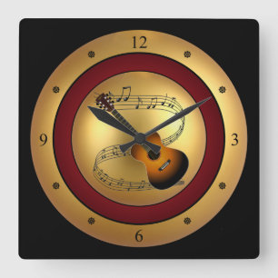 Horloge Carrée Arrière - plan de Guitar~Musical