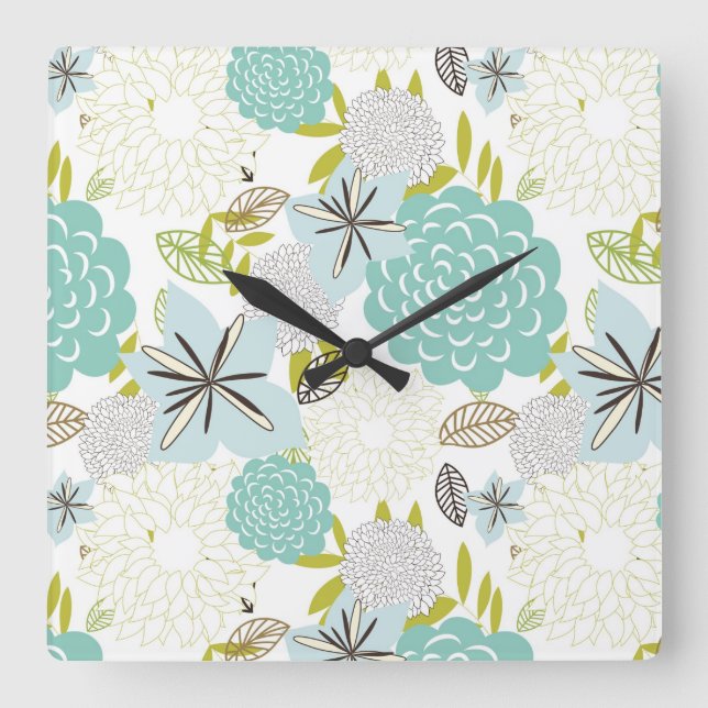 Horloge Carrée arrière - plan floral 5 (Recto)