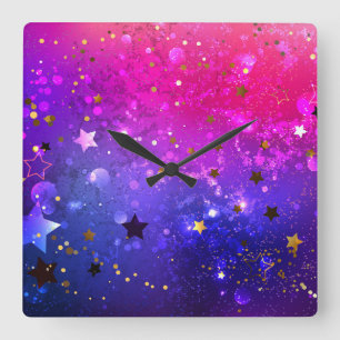 Horloge Carrée Arrière - plan rose brillant