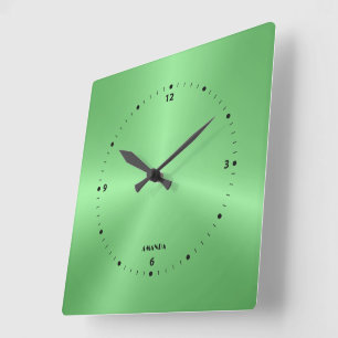 Horloge Carrée arrière - plan vert métallique