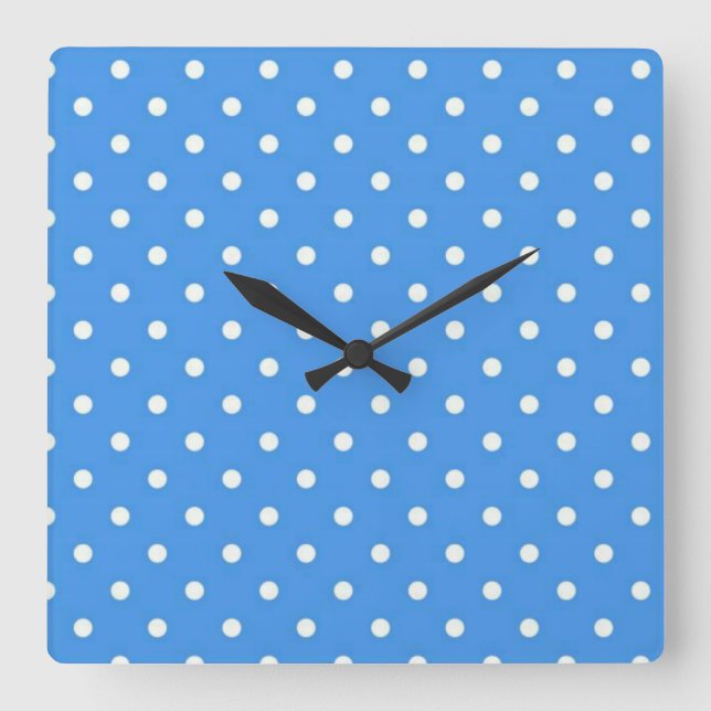 Horloge Carrée Art à points bleus pâles (Recto)