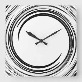 Horloge Carrée Art Abstrait Black Swirl #2