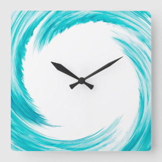 Horloge Carrée Art abstrait de remous de turquoise