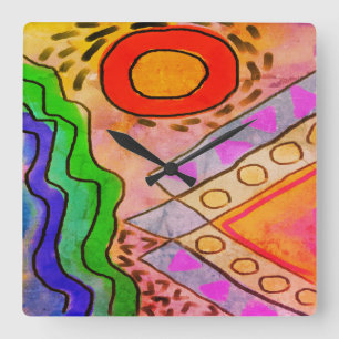 Horloge Carrée Art Abstrait original