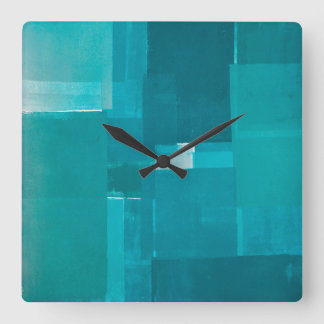 Horloge Carrée Art Abstrait Turquoise Windows