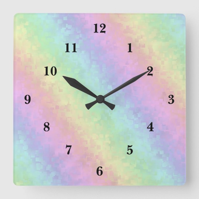 Horloge Carrée Art arc-en-ciel 3D (Recto)